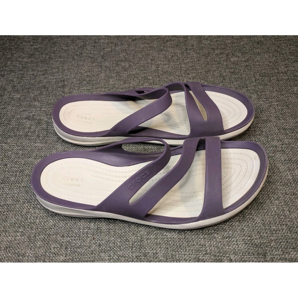 Crocs Swiftwater Women Strappy Iconic Comfort Slide Sandals Purple Size 8 Flops